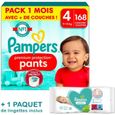 Couches Pampers Premium Protection Pants Taille 4 - Pack 1 mois 168 Couches-0