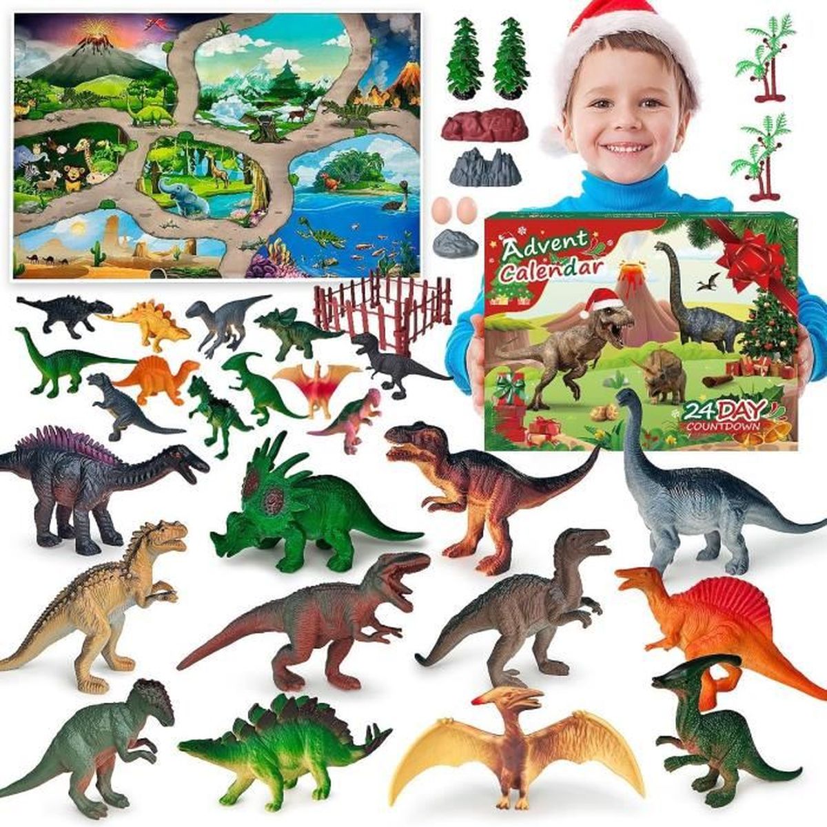 Calendrier De L’Avent Dinosaure – 24 Figurines Surprises œuf Magique