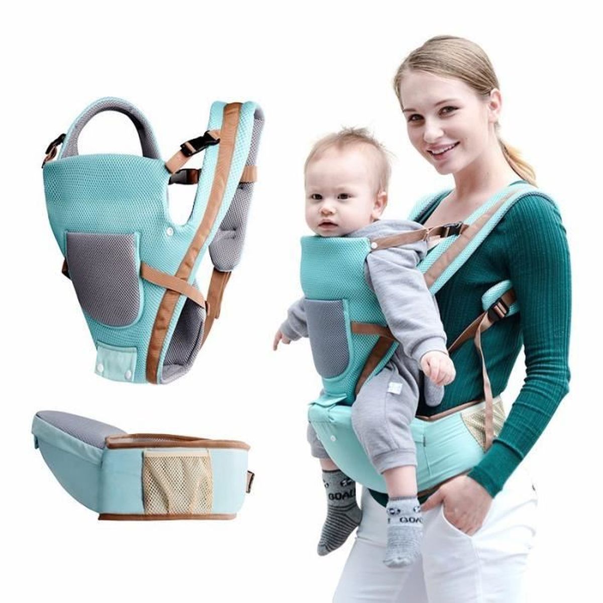 Porte Bebe Ventral Et Dorsal Haute Qualite Bleu Confort Kangourou Echarpe Chinado Bretelle Siege Ceinture Randonnee Cdiscount Puericulture Eveil Bebe