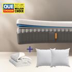 EMMA | Pack Matelas Original II 180x200 + Couette + 2 Oreillers Nuage Essentiel | Ressorts + Mousse à Mémoire de Forme | 5 Couches