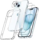 4 en 1 Coque pour iPhone 15 avec 2 Verre Trempé et 1 Caméra Protecteur, - TOPESCT,Antichoc Protection Housse pour iPhone 15 6.1"
