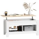Table basse - HOMCOM - plateau relevable - avec étagères et compartiment caché - 105 x 50 x 49-62,5 cm - blanc