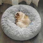 FOOTIER Panier pour chat/chien - Chaud - 60 cm - Gris clair - Peluche - Cylindrique - Anti-Anxiété