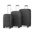 British Traveller Set de 3 Valises de Voyage (55/67/76cm) Rigide en Polypropylène Légere à 4 roulettes avec Serrure TSA, Noir