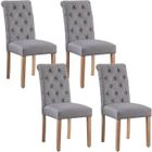 Lot de 4 Chaises de Salle à Manger Haut Dossier Assise Rembourrées -Pieds en Bois Chêne confortable-Gris foncé YAHEETECH