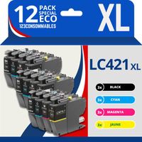 123CONSOMMABLES - LC421XL - Cartouches d'encre Compatible pour Brother LC421 LC 421XL pour imprimante Brother MFC-J1010DW