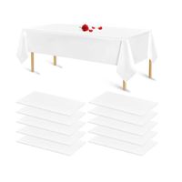 Lot de 10 nappes Blanches pour Tables rectangulaires Nappes jetables en Plastique Blanc pour fête d'anniversaire, Mariage, réception