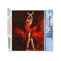 Figured'Art Peinture par Numéro Adulte Danseuse Rouge Magique - Kit de Loisir Créatif DIY Numéro d'Art - 40x50cm sans châssis