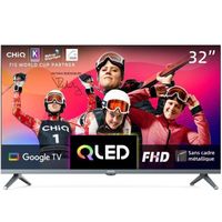 CHiQ TV intelligente L32QM8G 32 pouces, UHD QLED avec HDR, Sans cadre et métallique, Google TV, Dolby Audio, Google Assistant