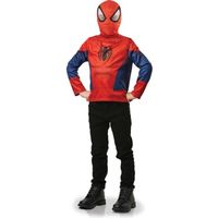 Déguisement Spiderman Enfant - Haut à Manches Longues et Cagoule Rouge - Licence Officielle Marvel