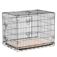 PawHut Cage de transport pliante pour chien poignée, plateau amovible, coussin fourni 74,5L x 46l x 53H cm noir