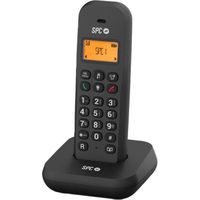 SPC Keops – Téléphone fixe sans fil avec écran lumineux, identification de l'appelant, 50 contacts, mode ÉCO - Noir