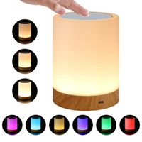 SURENHAP Lampe de chevet à capteur tactile LED Dimmable Lampe de table à langer de couleur Rithok