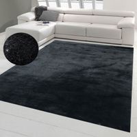 Tapis Shaggy salon de tapis moquette Flokati en noir Größe - 200 x 290 cm