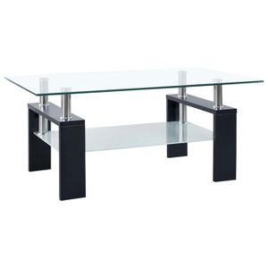 TABLE BASSE NEW Table basse bar contemporaine Noir et transparent 95x55x40 cm Verre trempé 45132