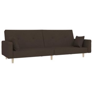 CANAPE CONVERTIBLE Canapé-lit à 2 places avec deux oreillers marron f