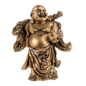 Bouddha rieur porte-bonheur avec symboles porte-bonheur dorés (12