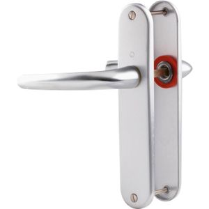 Ensemble sur plaques aluminium VERONA bec de cane finition F9 aspect inox mat HOPPE 758166