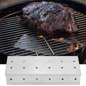 FUMOIR Qiilu Boîte de barbecue Fournitures de boîte de fumoir de gril de viande d'acier inoxydable de barbecue extérieur pour le charbon