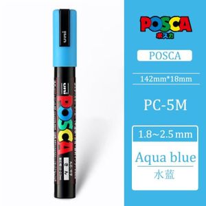 MARQUEUR bleu aqua - Marqueurs de peinture Uni Posca, stylos à pointe moyenne, 1.8mm 2.5mm, 17 couleurs pour l'école e
