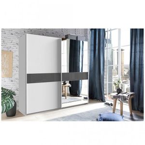 Armoire 2 Porte Coulissante Gris Achat Vente Pas Cher