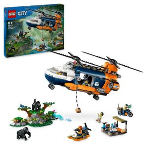 ASSEMBLAGE CONSTRUCTION LEGO® City 60437 L’hélicoptère de l’explorateur de la jungle au camp de base, dès 8 ans