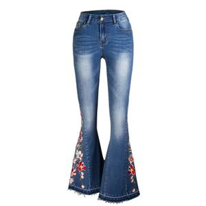 JEANS Femmes Flare Jeans Mode Slim Taille Haute Broderie