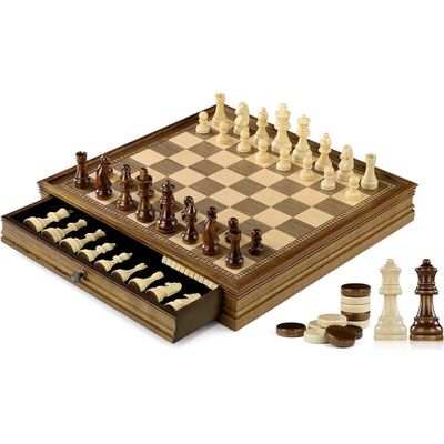Peradix Jeu d'échecs magnétiques / 2 Extra Dame, échiquier en Bois de qualité supérieure, Jeu d'échecs Pliable en Bois pour débutants, Voyages, 30 cm