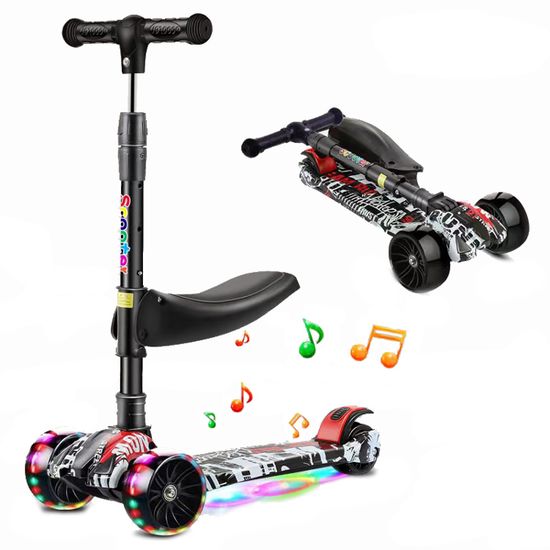 Trottinette Pliante Enfant 3 Ans Et + - 2 Roues LED, Guidon Réglable, Frein Arrière, Max 50 Kg - 9
