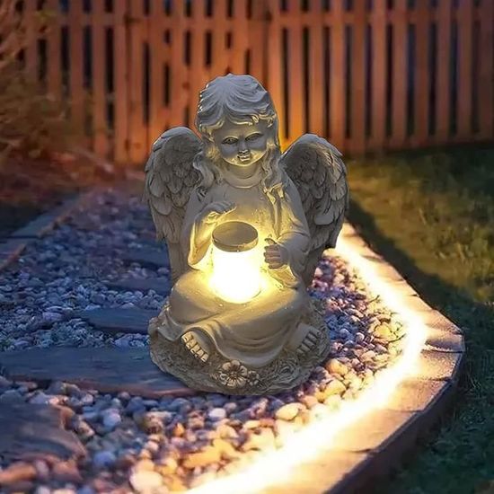 Statue Ange Jardin Solaire Kssiaz - Fée Papillon Avec Fleur Lumineuse - Décoration Extérieur