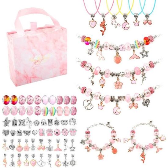 TOYESS Cadeau 5 6 7 8 9 10 11 12 Ans Kit Bracelet de Fabrication Bijoux et Perles pour Enfant