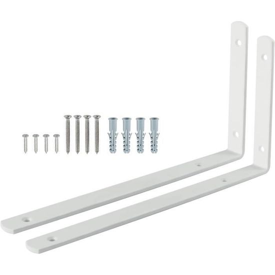 Lot De 2 équerres Murales Robustes En Métal Gris - Support étagère Charge 50kg - Dimensions 200x40x145 Mm