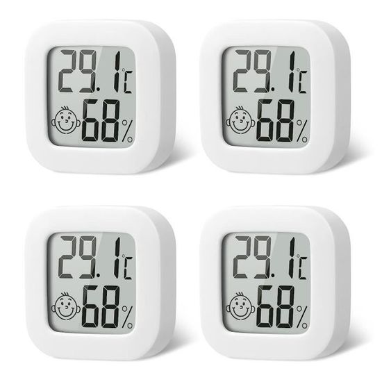 4 Mini Thermomètres Hygromètres Numériques - Mesure Température Et Humidité Pour Maison, Frigo, Cave