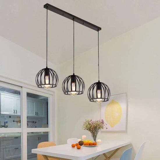 Plafonnier Led 3 Spots Pivotants & Orientables Rétro En Métal Noir Cage E14 Spots De Plafond