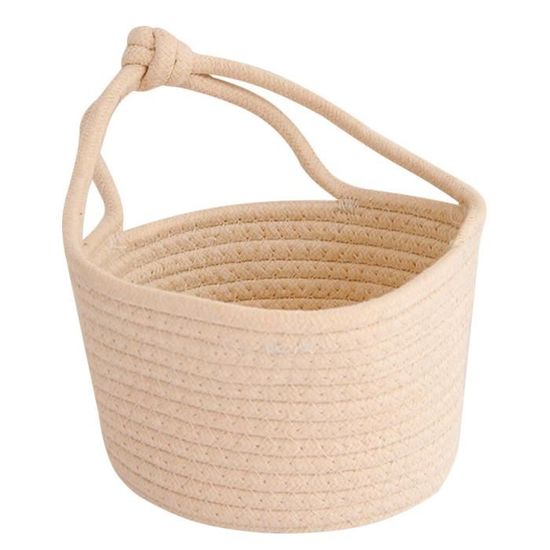 Panier De Rangement Rond En Corde De Coton Avec Couvercle, Panier De