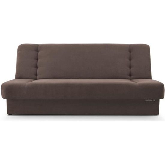 Canapé en lit Convertible avec Coffre de Rangement 3 Places Relax - clic clac, Banquette BZ en Tissu  190x120x90cm Cyprus Marron