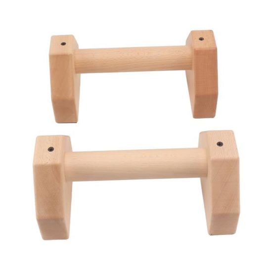 Parallettes En Bois - Poignées Pompes Antidérapantes - Charge Max 200 Kg - Avec Bandes Poignets Et Tapis Antidérapants