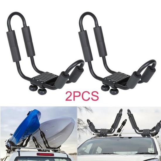 Lot De 2 Supports Universels J-bar Pour Toit De Voiture - Pour Kayak, Paddle, Ski - Charge 150 Lbs, Acier