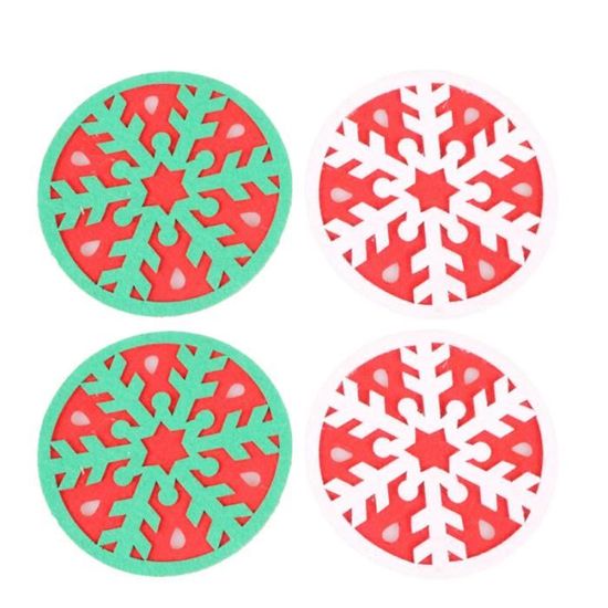 4 pièces napperon neige ange arbre de noël bonhomme de vaisselle assiette bol tasse pad coaster table tapis pour   SOUS-ASSIETTE