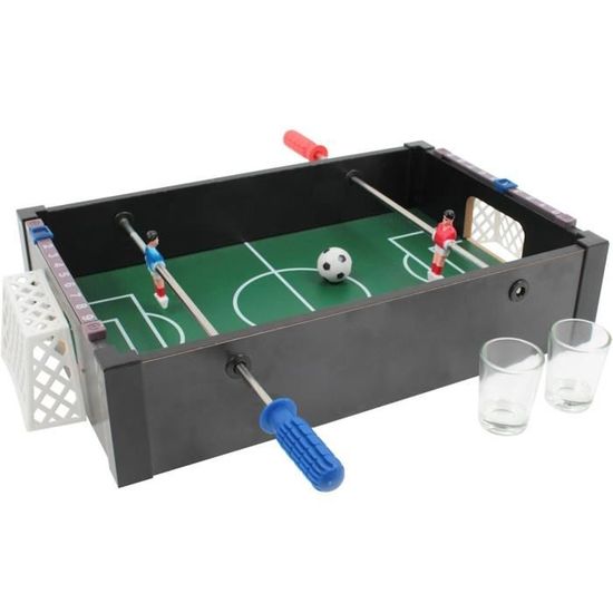 Jeu à boire Baby-foot Drinking game - WAHOU - Noir et vert - Bois métal plastique et verre - H8,2 x 22 x 40 cm
