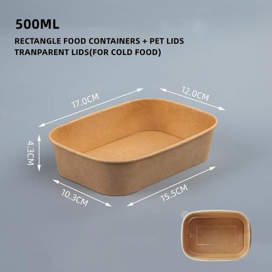Lot de 50 Pots Glace 266 ml et Coupelles Jetables - Bols en Papier avec