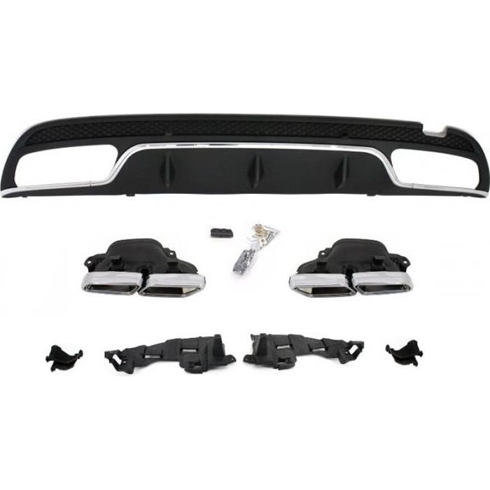 DIFFUSEUR ARRIERE + 2 EMBOUT POT LOOK AMG C63S POUR MERCEDES CLASSE C W205 AVEC PACK AMG