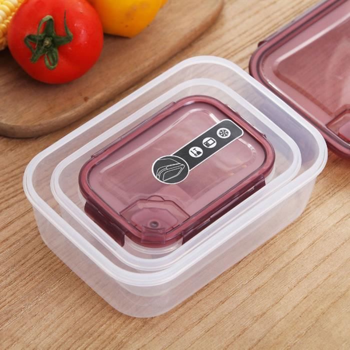 3PCS plastique spécial four à micro-ondes avec boîte à lunch à couvercle - boîte à lunch à bacs à légumes - vin rouge