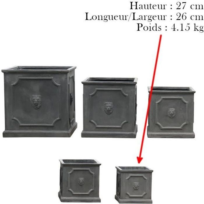 Bac Pot Jardinière Ronde à Oranger Style Château Gris Style Fonte 27 cm x 26 cm - 14713-A