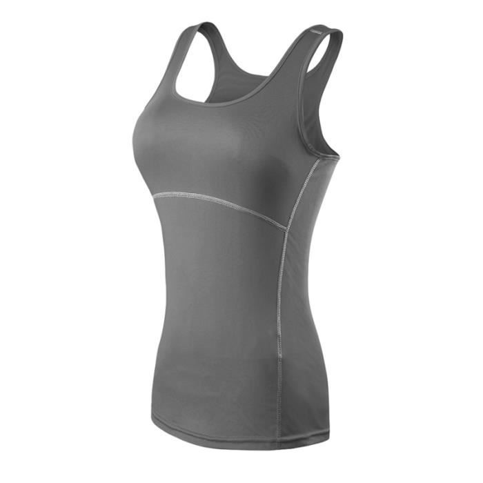 Femmes Running Tight Sport Gilet Yoga Gym Fitness débardeurs sans manches Taille S (Gris) COAT - JACKET