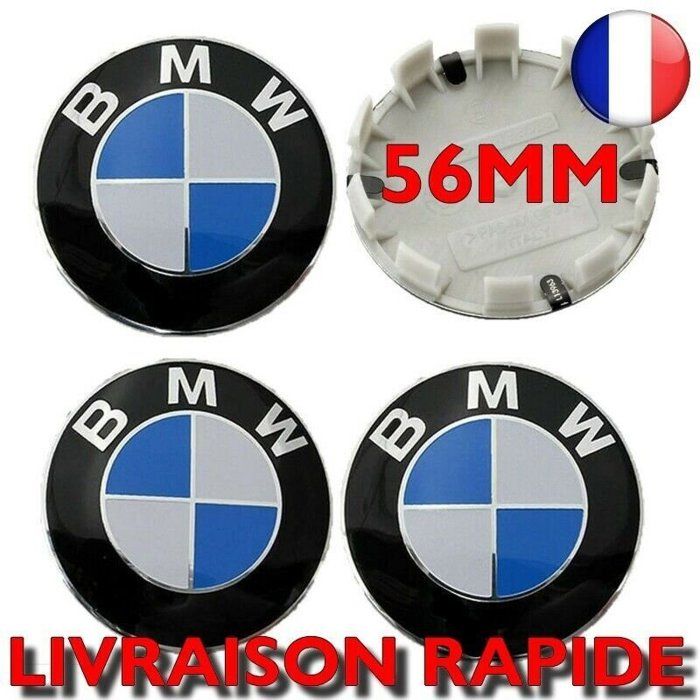 4pcs x Centre De Roue 56mm Bmw Cache Moyeu Bleu Et Blanc ABS Emblème logo