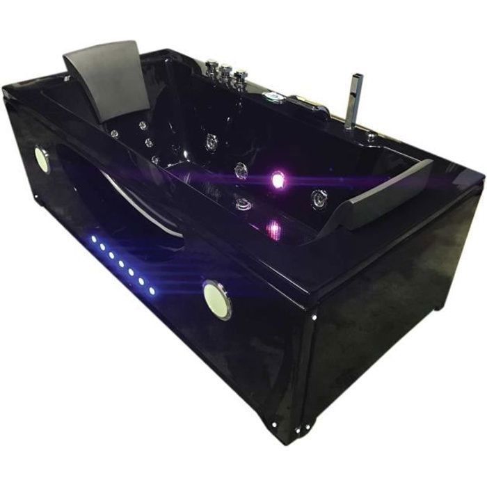 BAIGNOIRE BALNEO BAIN Hypnotic BALNEO ANGLE TOURBILLON MASSANTE 180 x 90 cm SPA WHIRLPOOL BALNEO 2 PERSONNES NEUVE CHROMOTHERAPIE