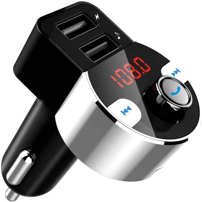 Transmetteur FM—Bluetooth Voiture Radio Adaptateur Mains Libres kit de Voiture,Carte TF et U Disque mémoire jusqu'à 64G