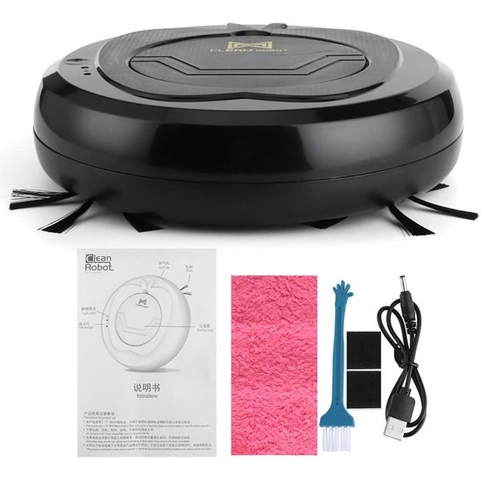 Aspirateur robot, 1800pa Aspiration puissante Robot de balayage de sol rechargeable USB 3 en 1 intelligent avec interrupteur