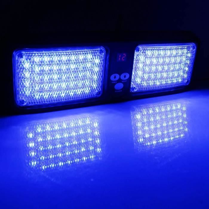 Voiture 12V 86 LED Pare-Soleil stroboscopique lumière Flash avertisseur de Danger d'urgence (Bleu) 96